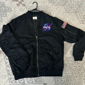 Men's H&M Large black NASA bomber jacket